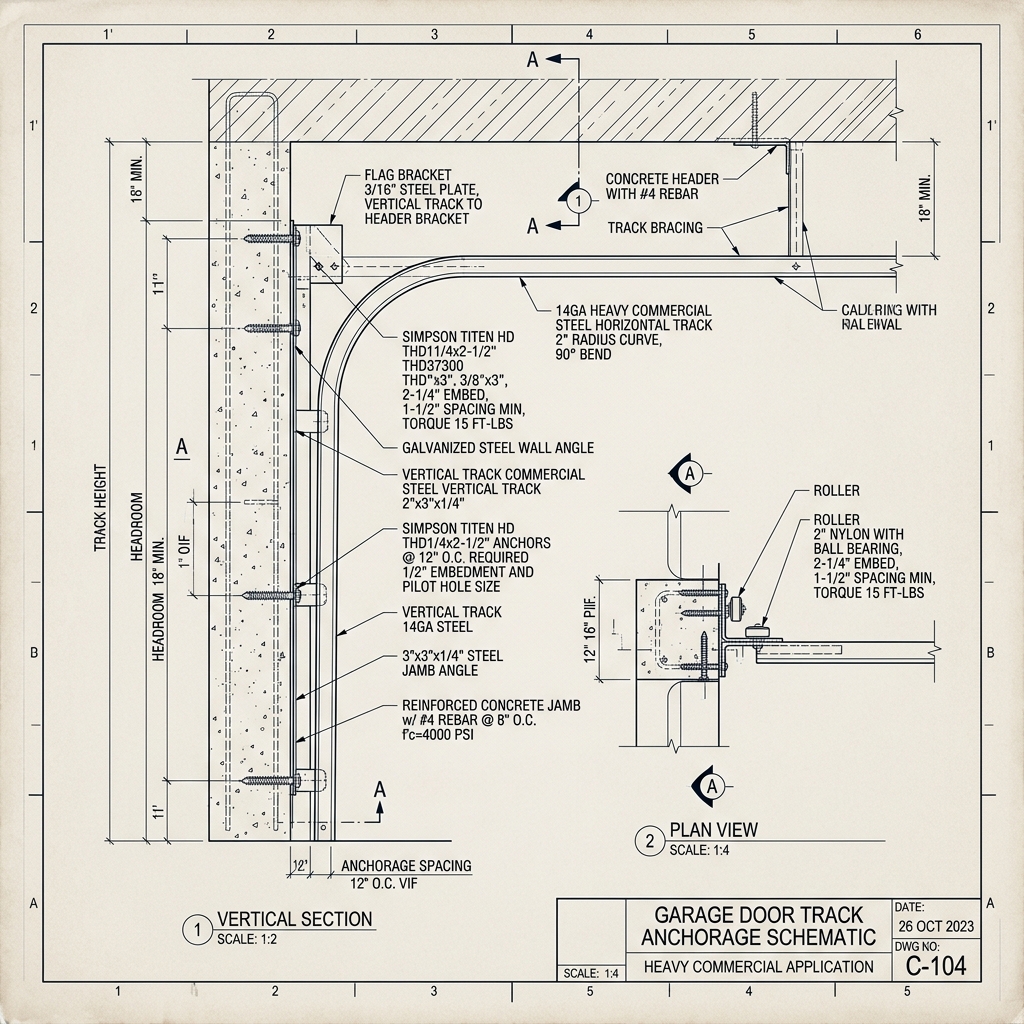 14-Gauge Heavy Commercial Steel Tracks & Jamb Anchors Blueprint Schematic | Six Senses Builders