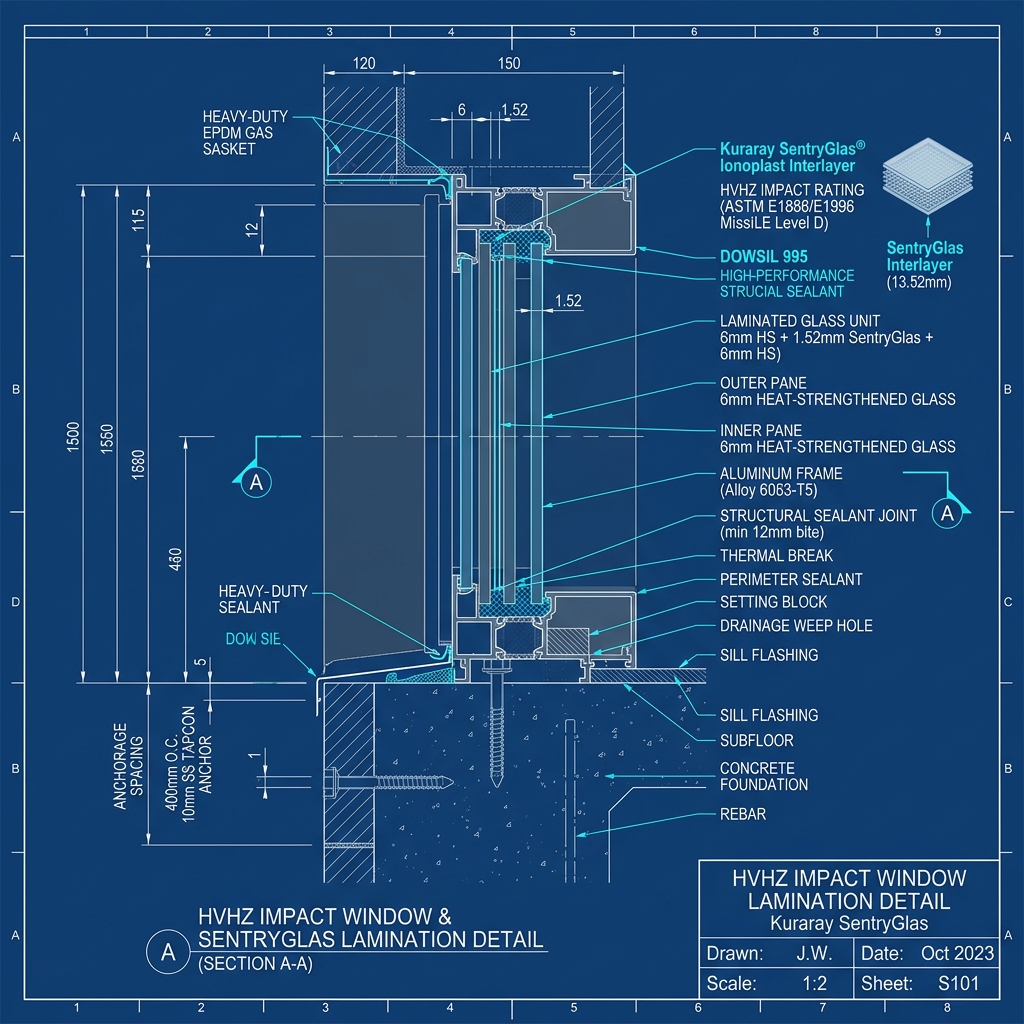 Kuraray SentryGlas Ionoplast Interlayer Lamination Blueprint Schematic | Six Senses Builders