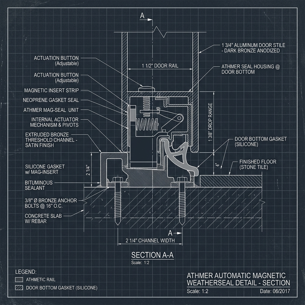 Key Biscayne, Florida: 12ft Monumental Architectural Pivot Doors: FritsJurgens Hydraulics & Steel Skeleton Architectural Blueprint Engineering Schematic | Six Senses Builders