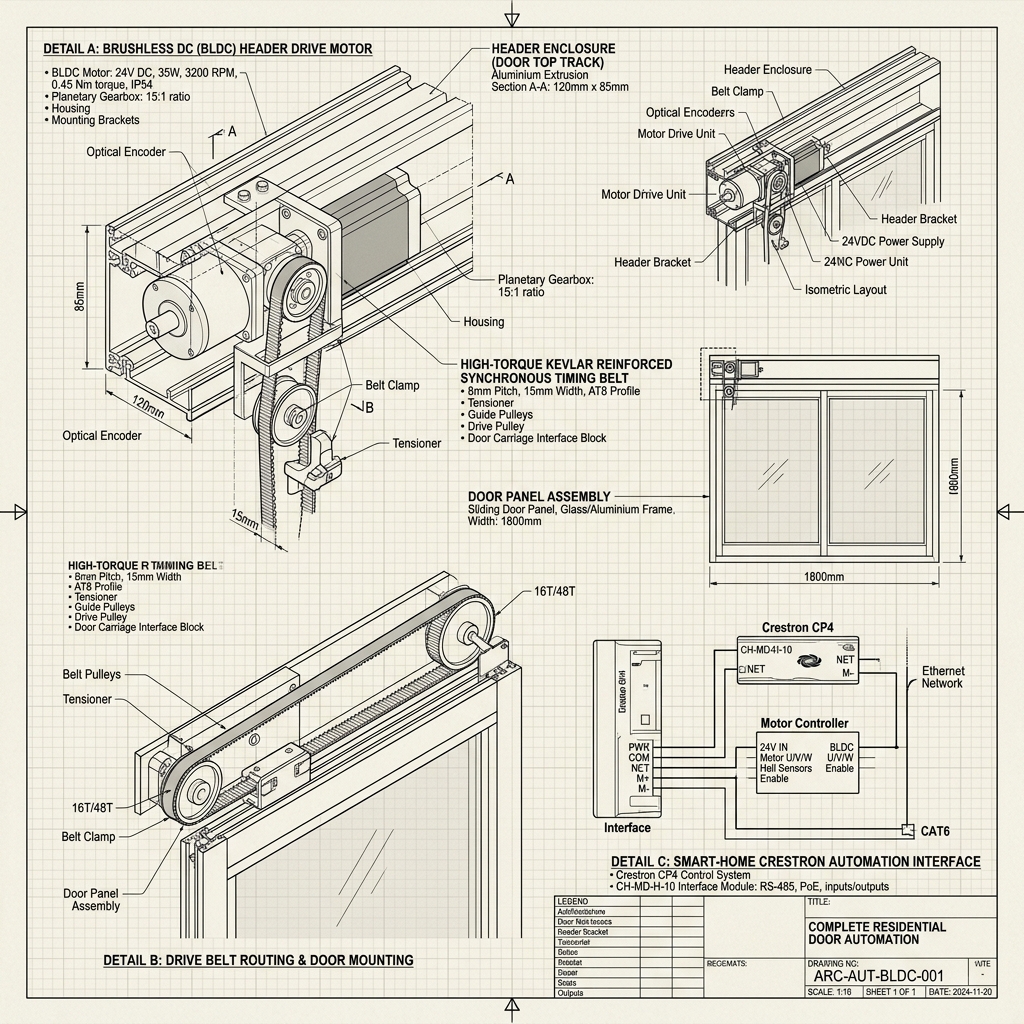 Brushless DC Header Drive & Crestron Smart Automation Blueprint Schematic | Six Senses Builders