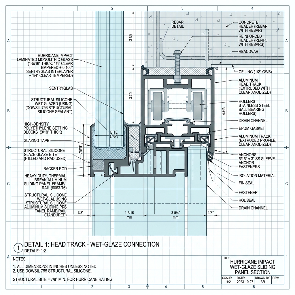 Monolithic Structural Silicone Wet-Glaze Bite Detail Blueprint Schematic | Six Senses Builders